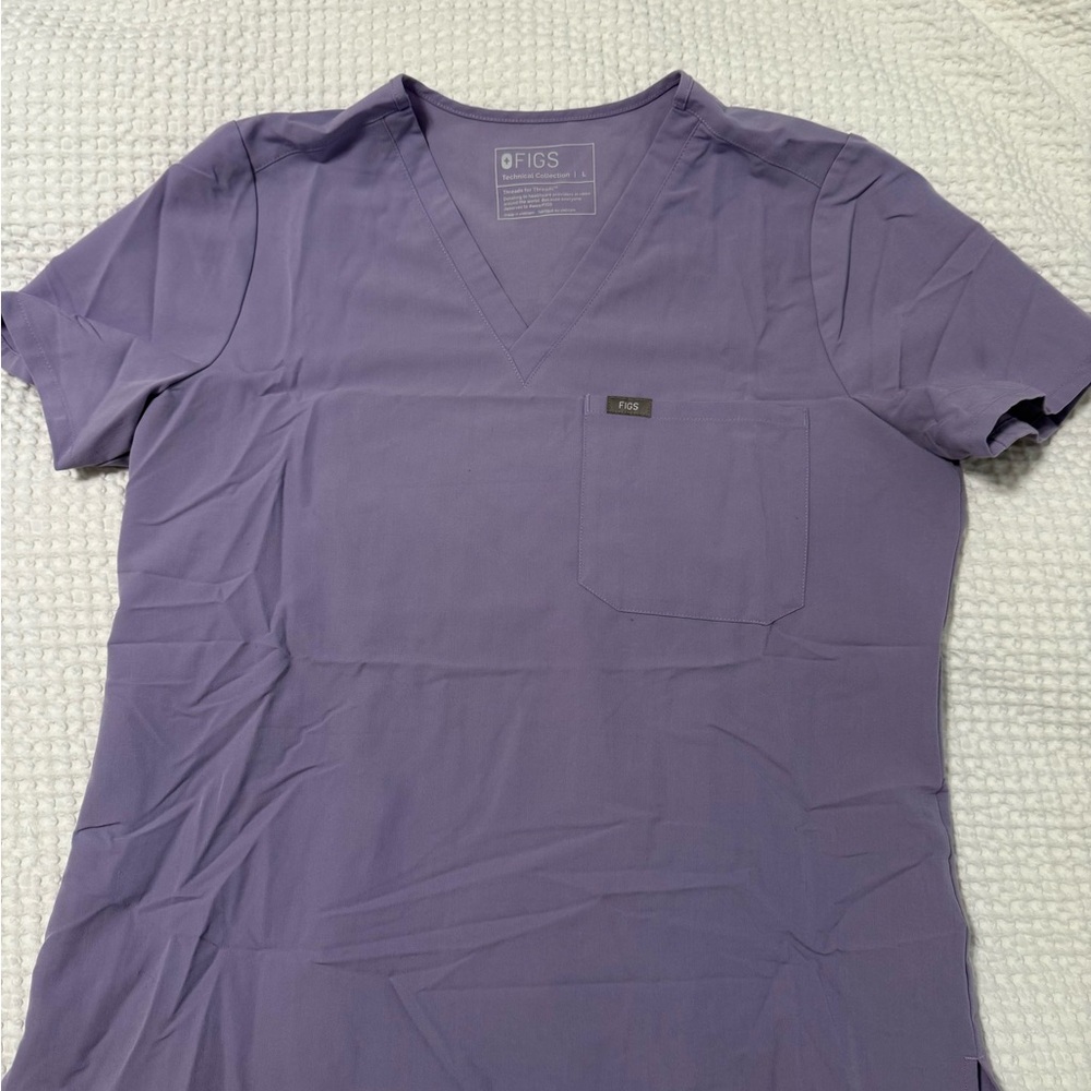 Figs Purple Short Sleeve Scrub Top
